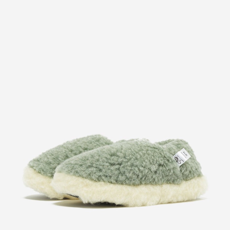 Wool Slippers - Sage Green