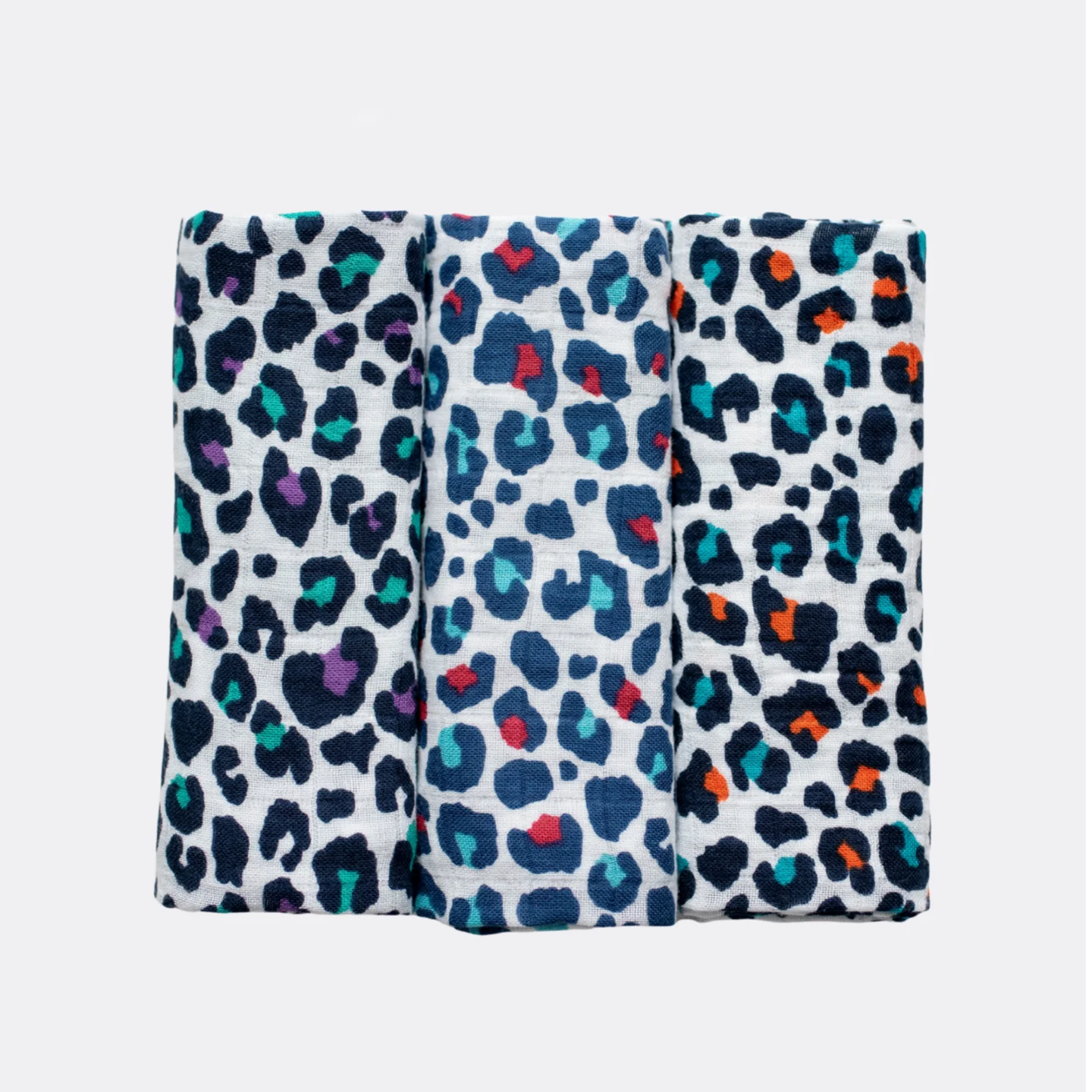 3 Pack Leopard Print Muslin Squares