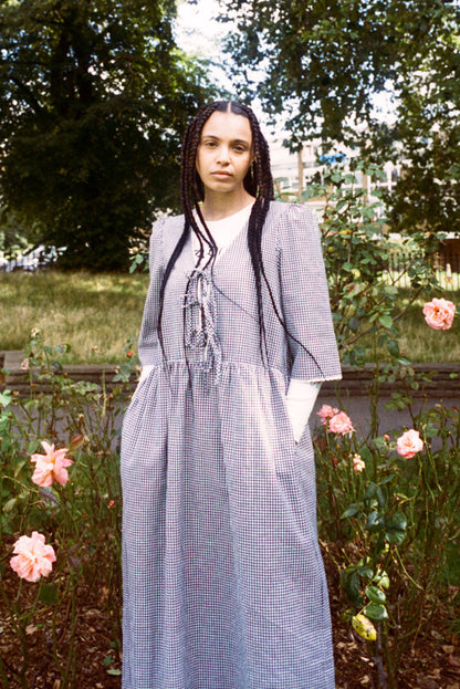 Mahonia Dress - Navy Gingham