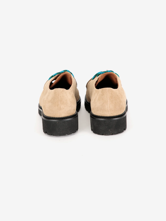Colour-Block Suede Lace Up Shoes