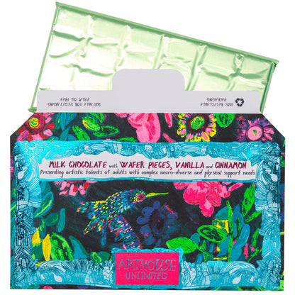 Sweet Nectar, Arthouse Milk Chocolate Bar with Wafer Pieces, Vanilla & Cinnamon