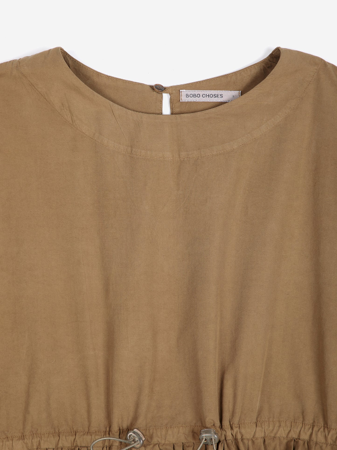 Poplin Elastic Waist Dress - Khaki