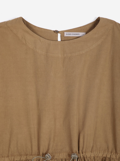 Poplin Elastic Waist Dress - Khaki
