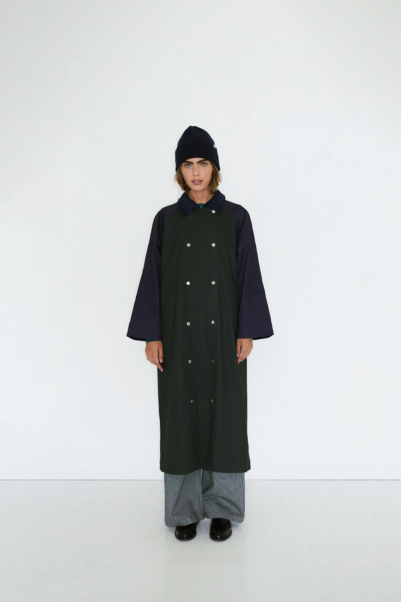 Colour Block Trench Bottle Green