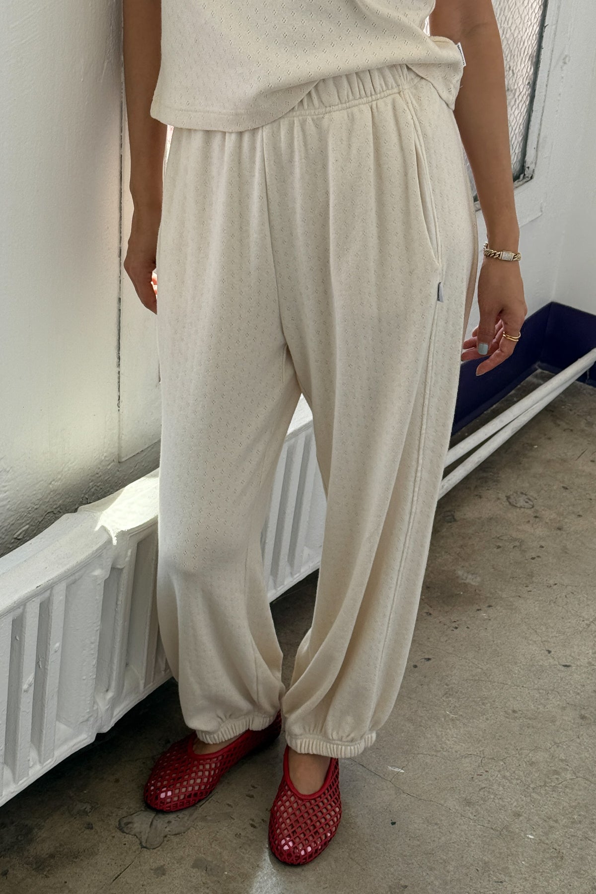 Pointelle Balloon Pants- Natural