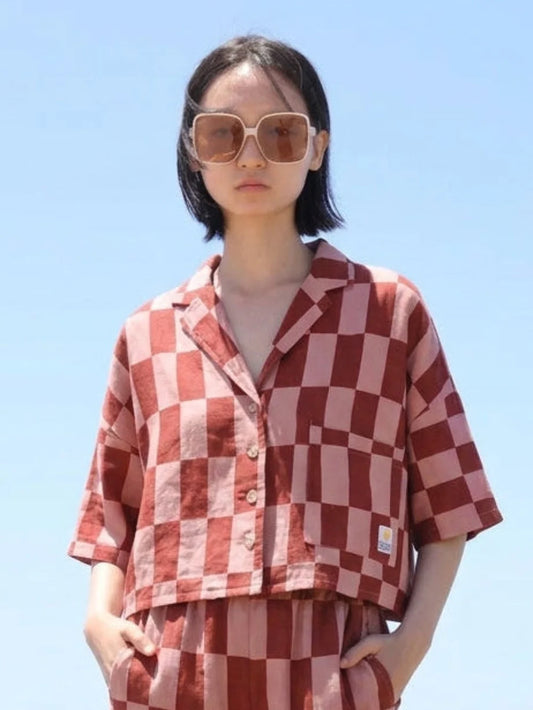 Maxim Linen Shirt Printed - Brick