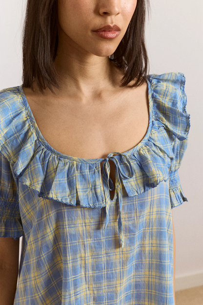 Harlow Mini Night Dress - Butter Blue Check