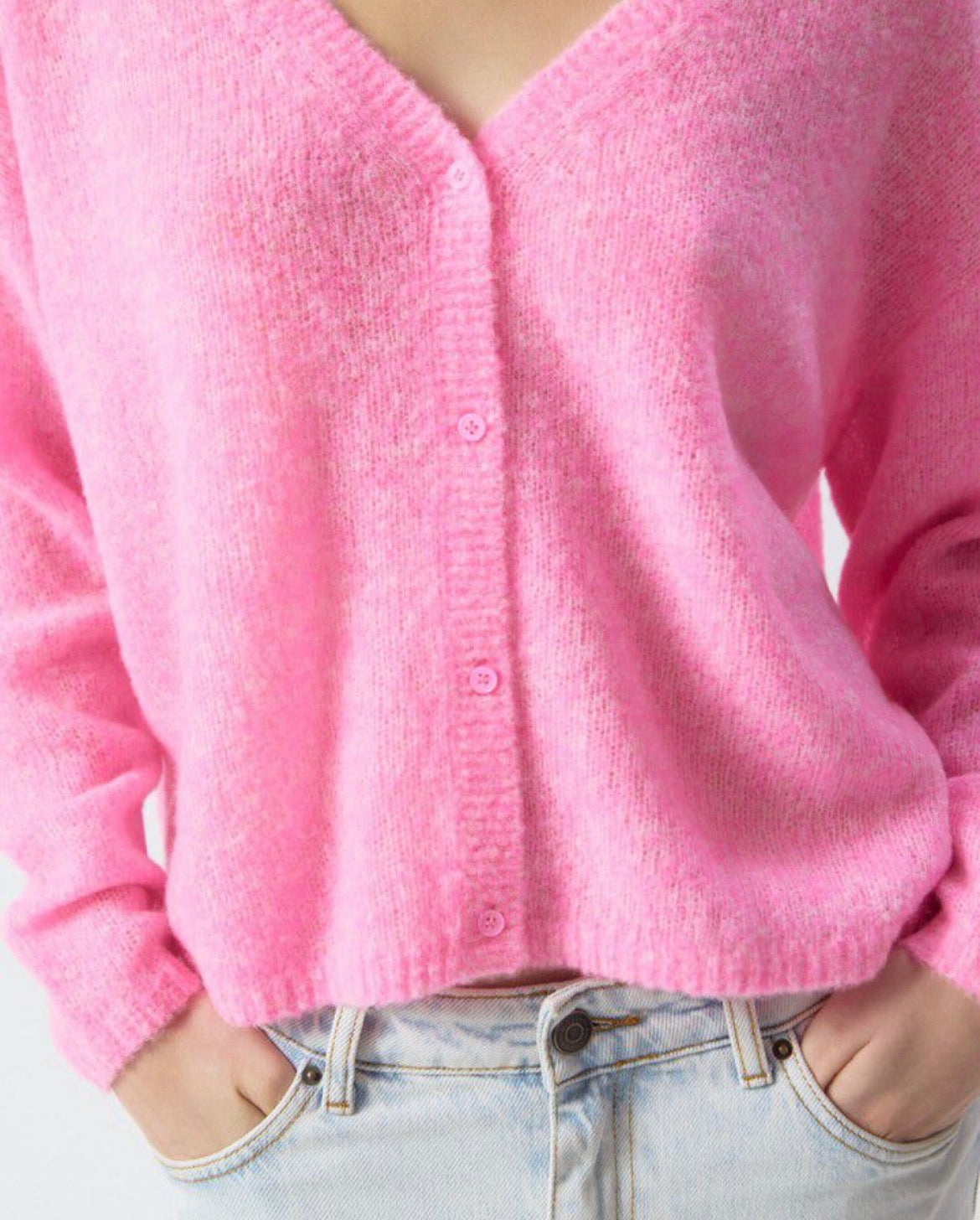 Nuggy V-Neck Cardigan- Fluro Petunia Melange