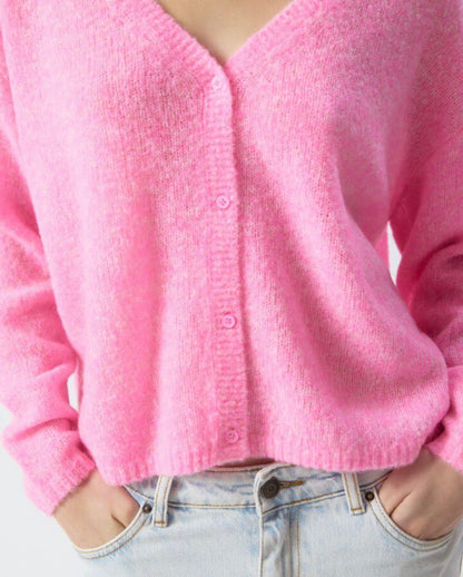 Nuggy V-Neck Cardigan- Fluro Petunia Melange