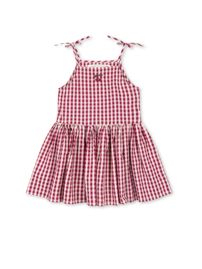 Isotta Raspberry Check Dress