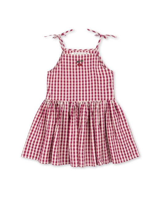Isotta Raspberry Check Dress