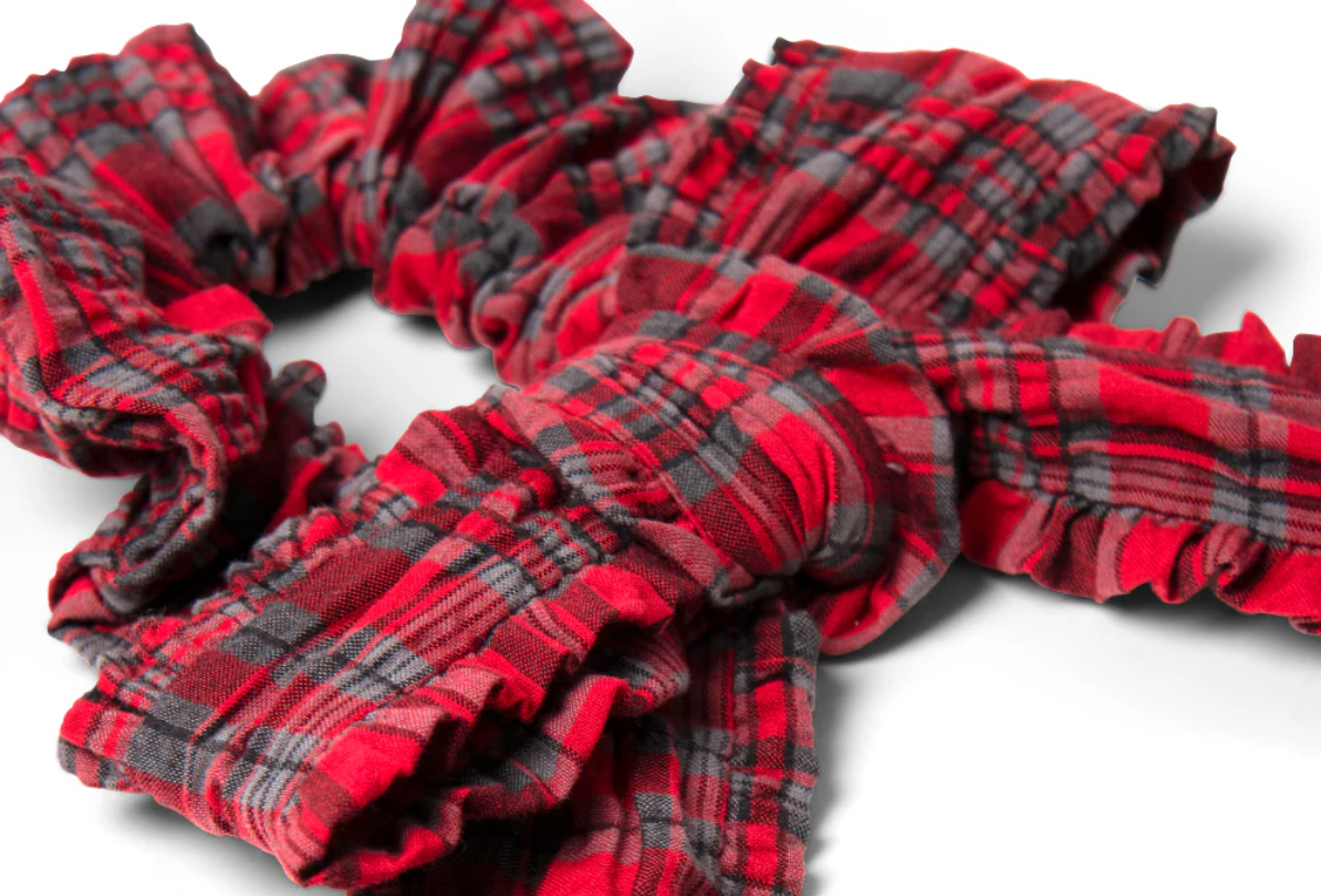 Red Check Bow Scrunchie