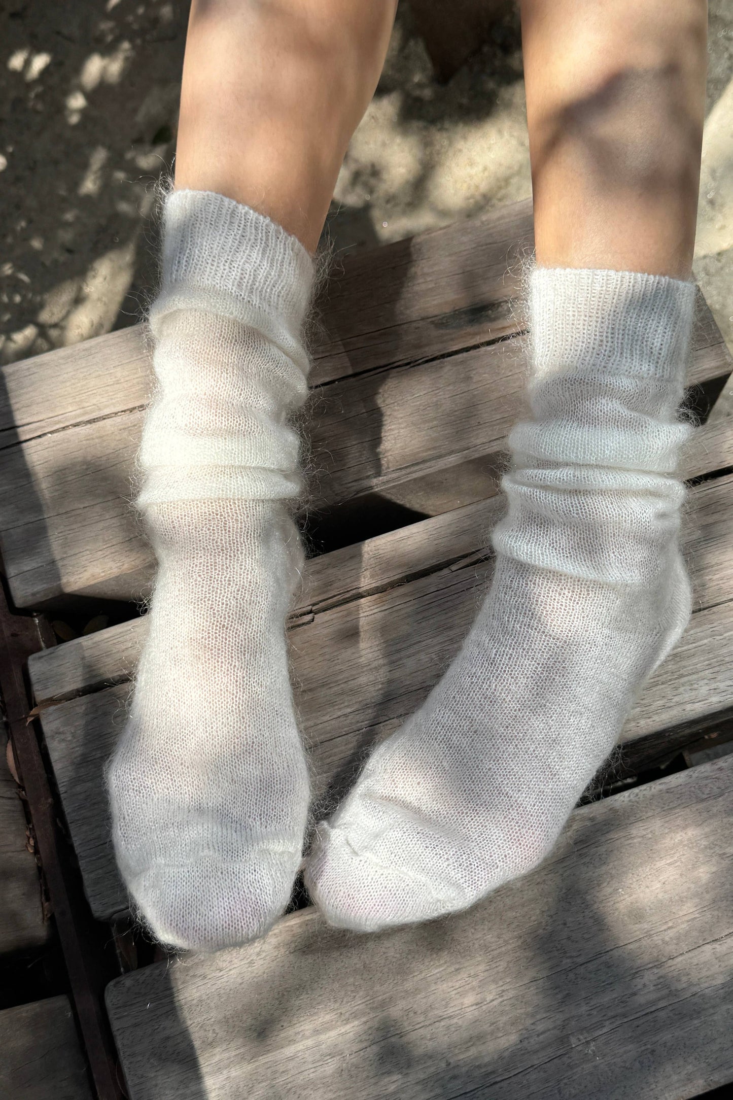 Mohair Veil Socks - Cream