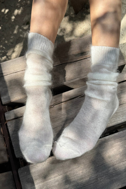 Mohair Veil Socks - Cream