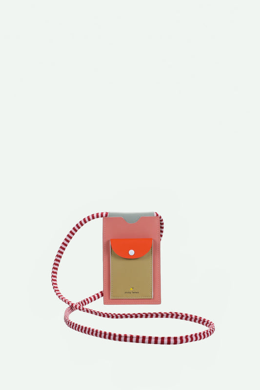 Phone Pouch Coral Pink & Reed Green