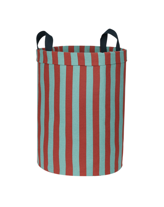 Large Storage Basket - Teal Red Stripes
