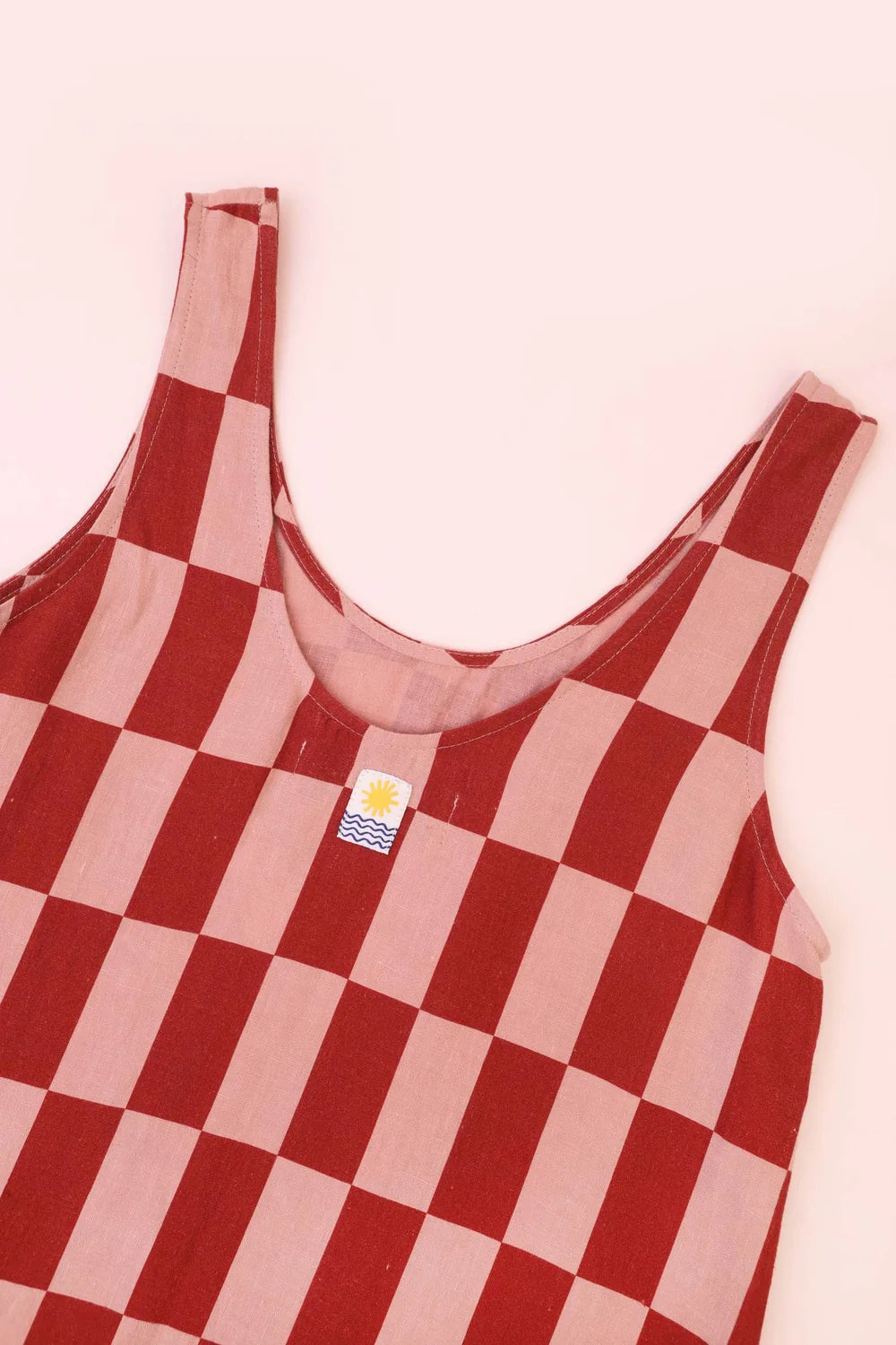 Printed Linen Slip Dress - Brick
