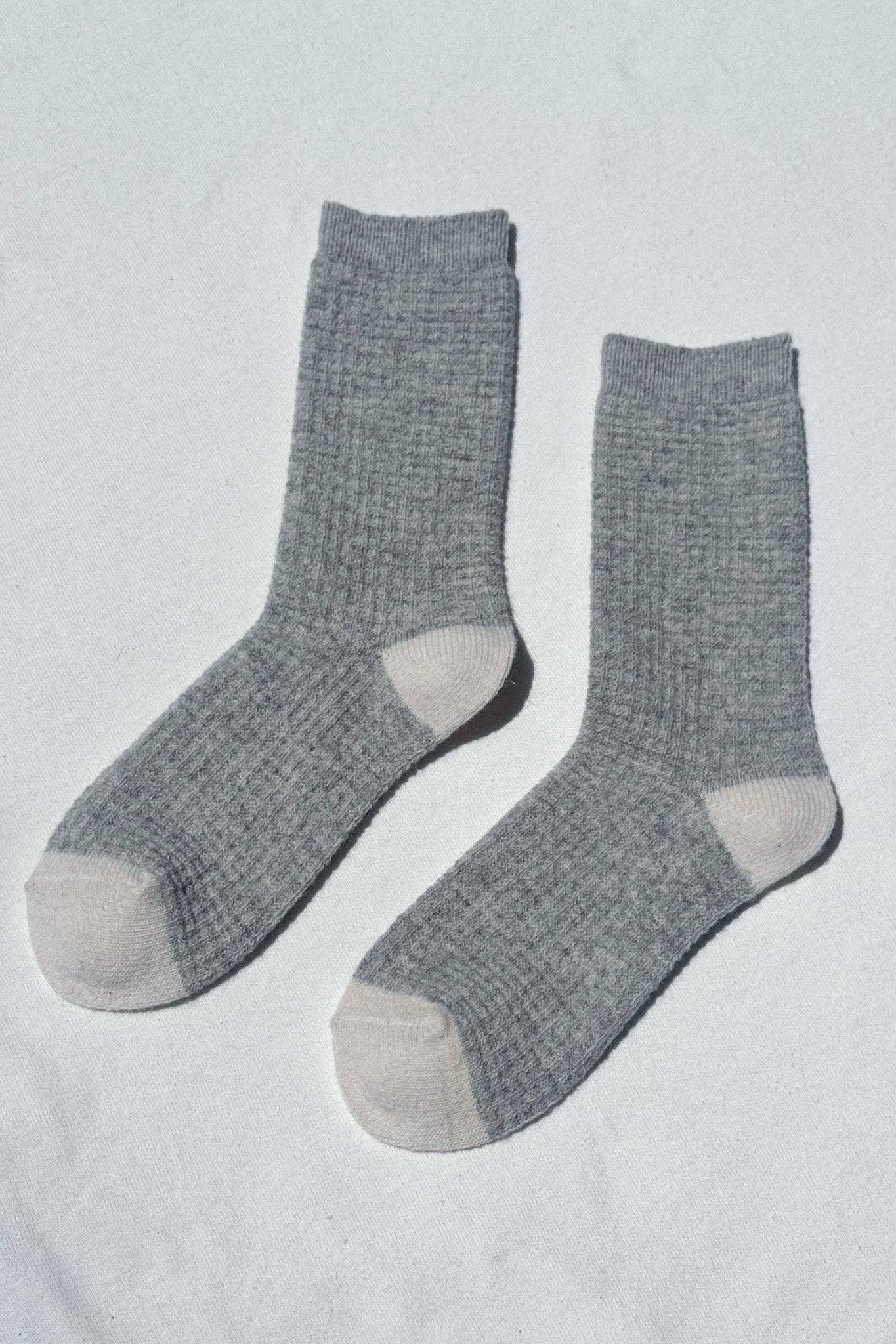 Wool Waffled Socks - Brown / Oatmeal