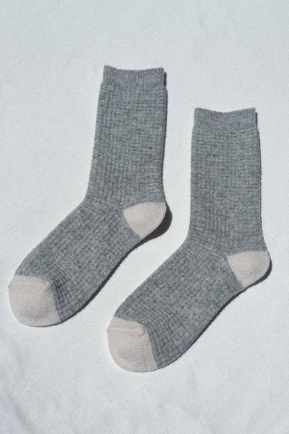 Wool Waffled Socks - Brown / Oatmeal