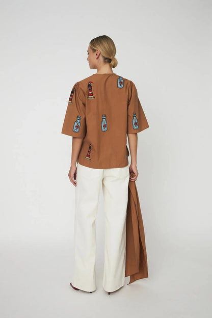 Embroidered Bow Shirt