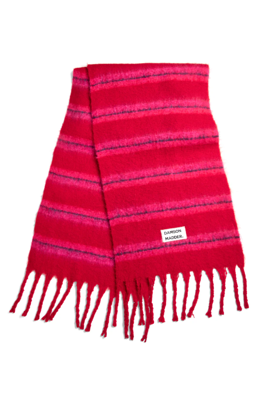 Pink & Red Fluffy Stripe Scarf