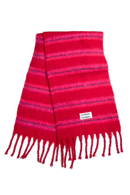 Pink & Red Fluffy Stripe Scarf