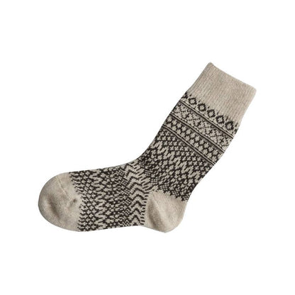NK0101 Wool Jacquard Socks: Oatmeal / M (USM7-9/USW8-10/EUR40-43)
