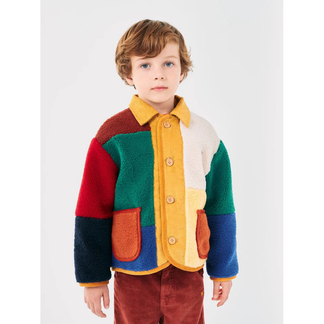 Colour Block Sheepskin Jacket