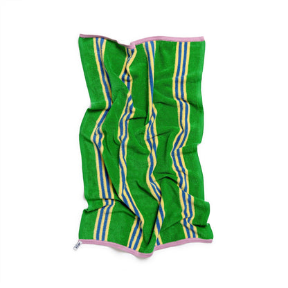 Terry Towelling Hand Towel: Green Stripe