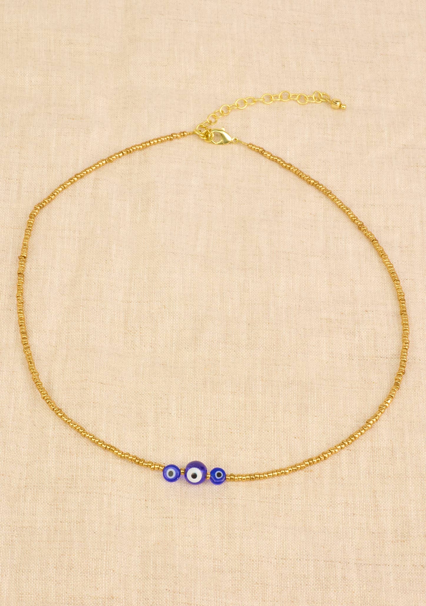Evil Eye Gold Bead Necklace
