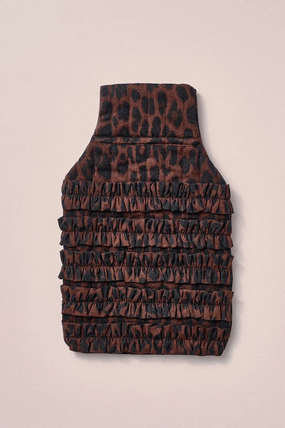 Ruffle Hot Water Bottle Cover - Dark Leopard