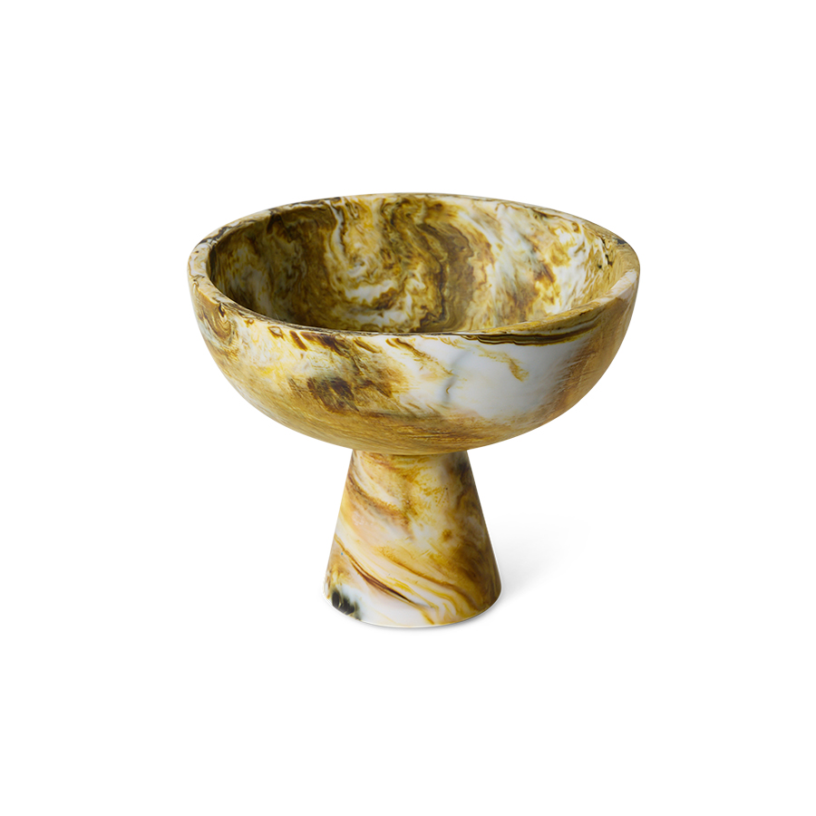 Marbled Bowl On Base - Ochre