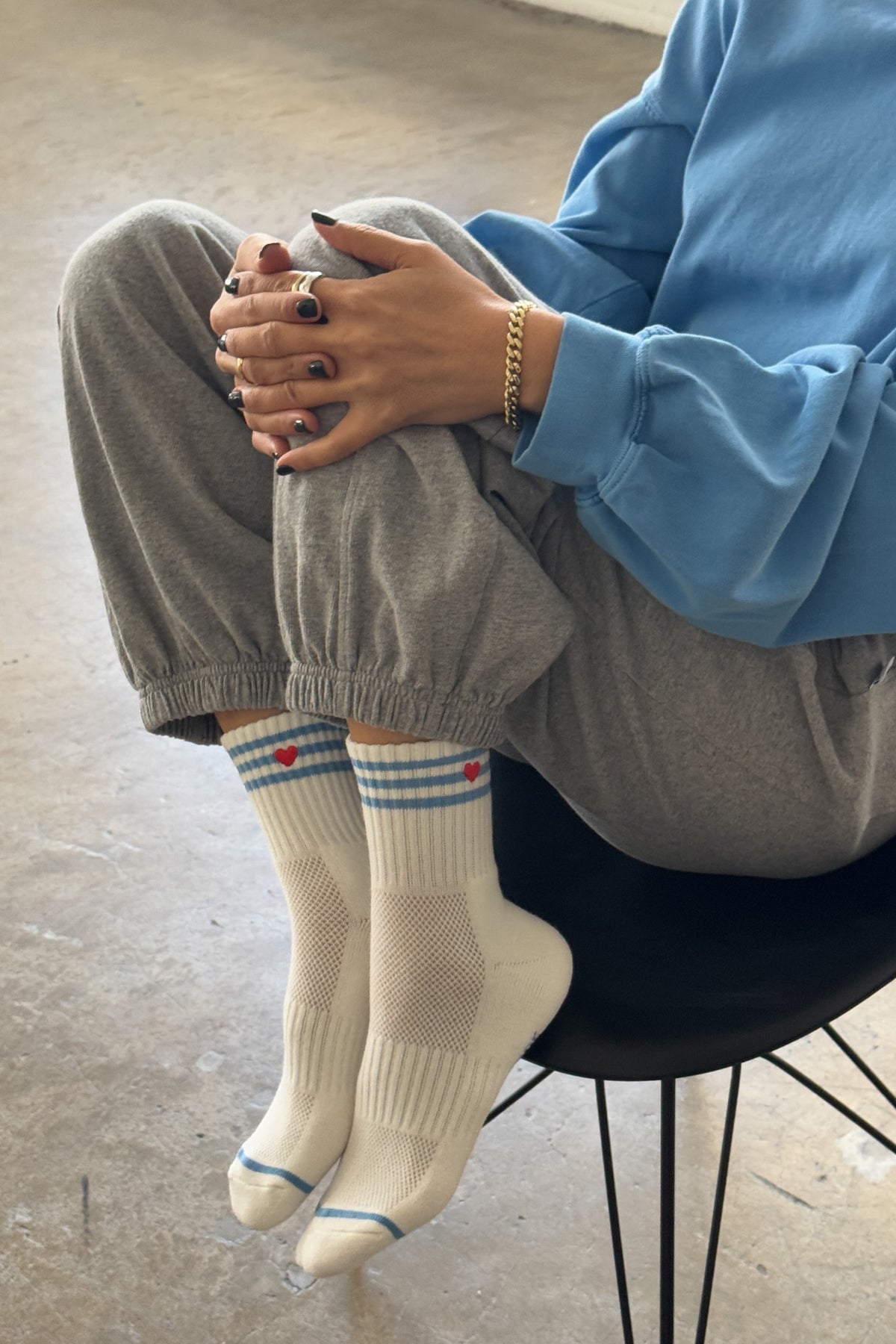 Girlfriend Socks - Embroidered Heart Ivory