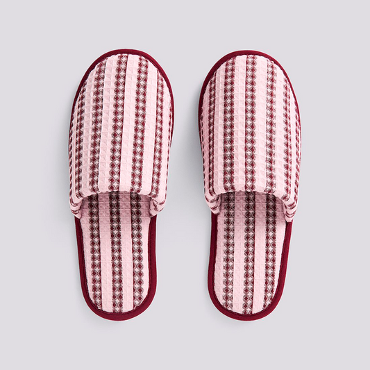 Waffle Slippers Stripe: Cool Pink