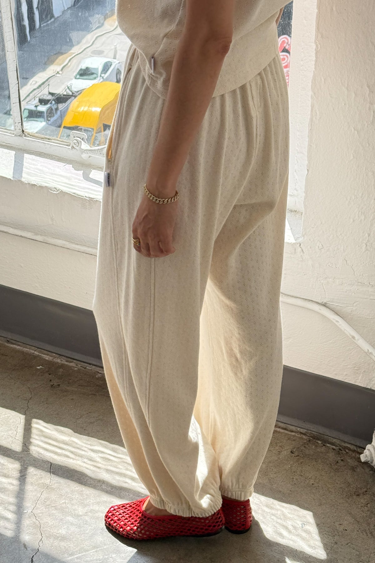 Pointelle Balloon Pants- Natural
