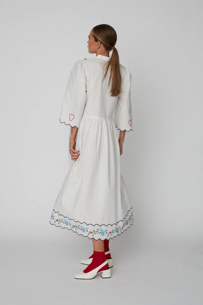 Coloured Embroiderd Loose Dress