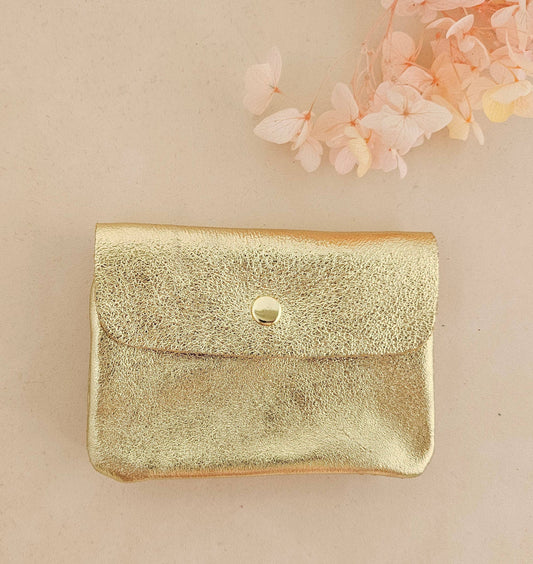 Metallic leather Kangoo wallet: Gold