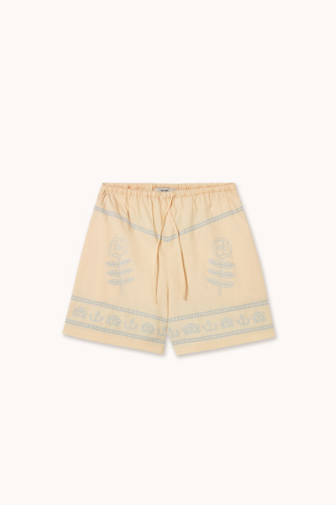 Embroidered Off Light Cream Shorts