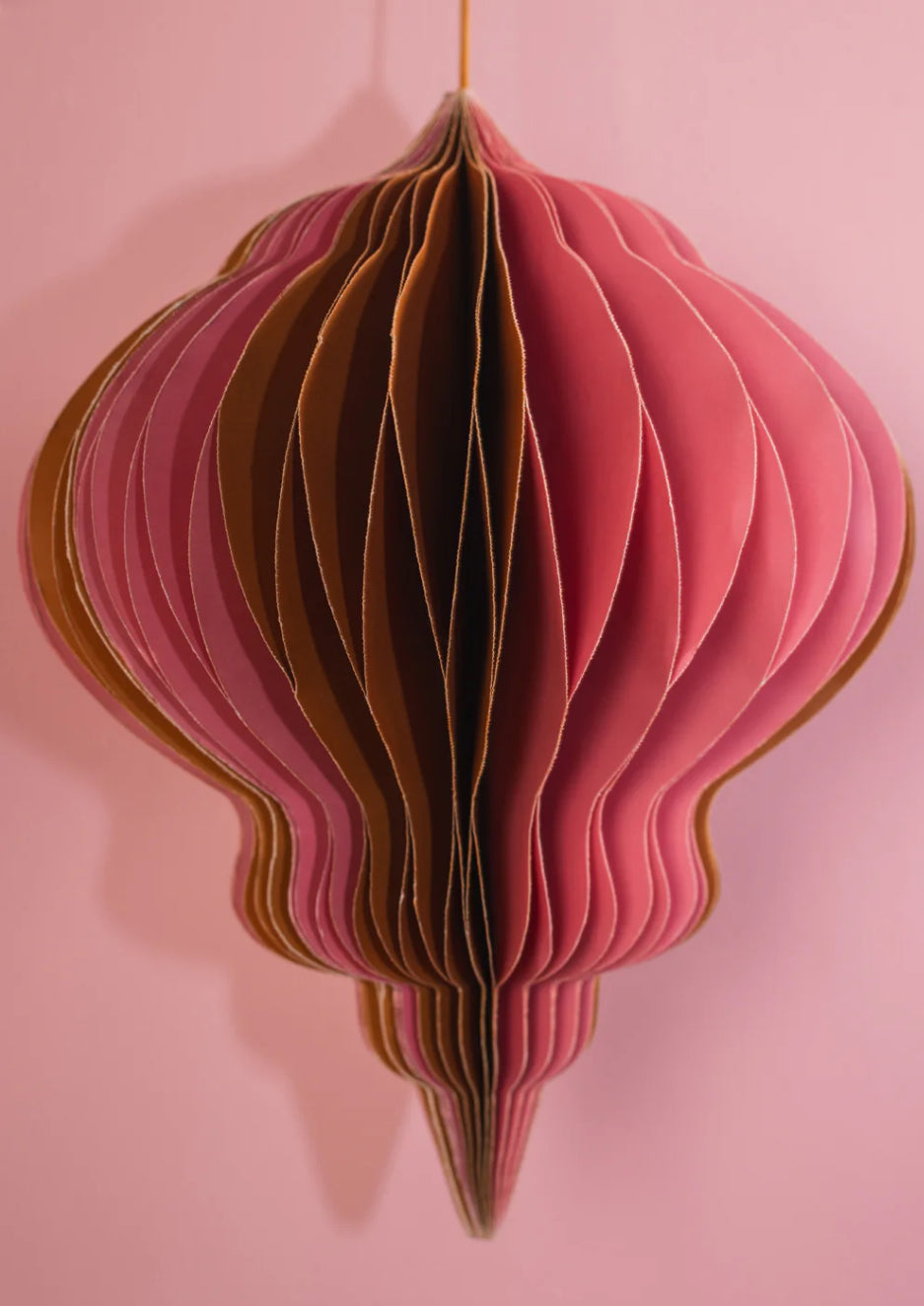 Honeycomb Paper Decoration - Pink and Brown Lantern