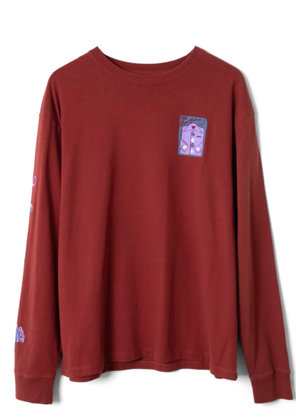 Sewing Tin Long Sleeve Top - Dark Red