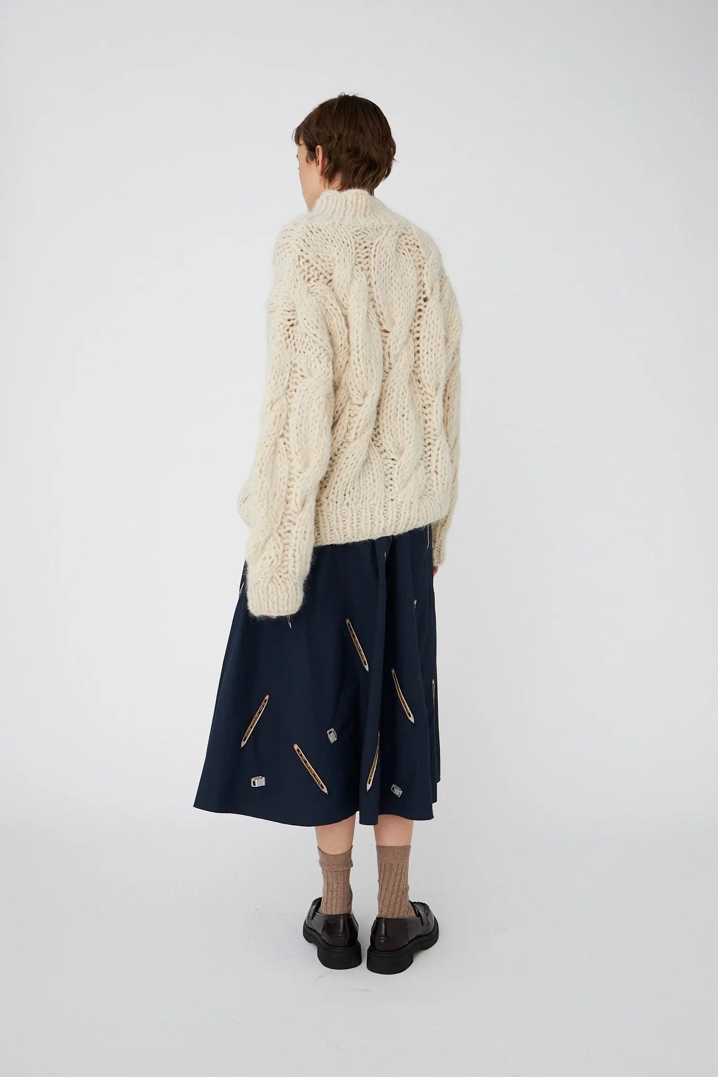 Handcrafted Cable Sweater From Peru - Creme