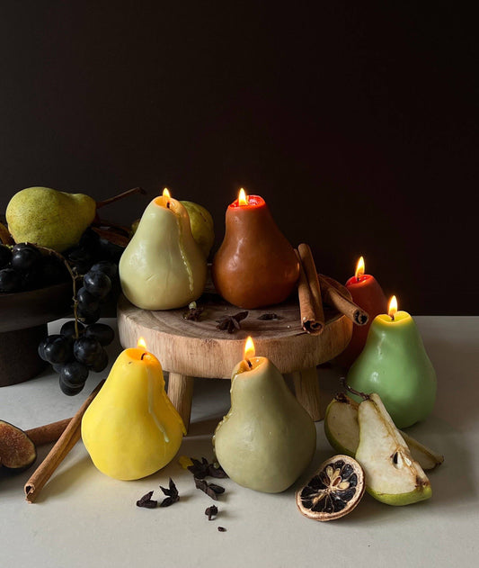 Pear-shaped Candles - Olive Green