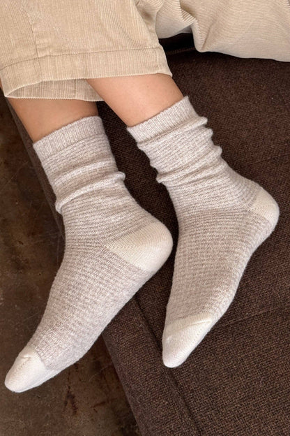 Wool Waffled Socks - Brown / Oatmeal