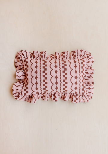 Cotton Cushion Cover - Pink Ruffle