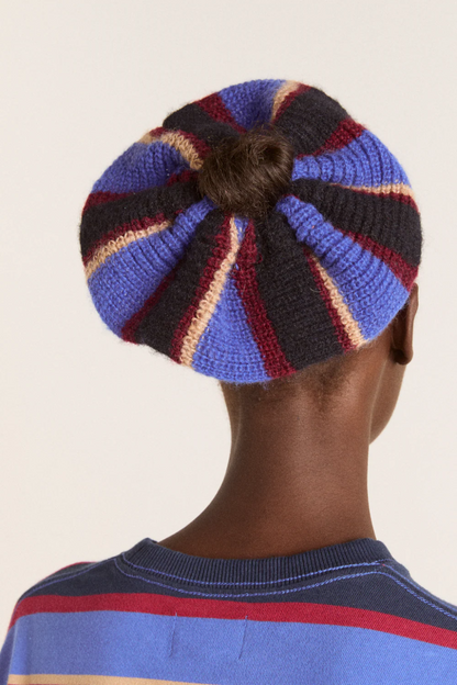 Knitted Scrunchie - Burgundy /Navy Stripe