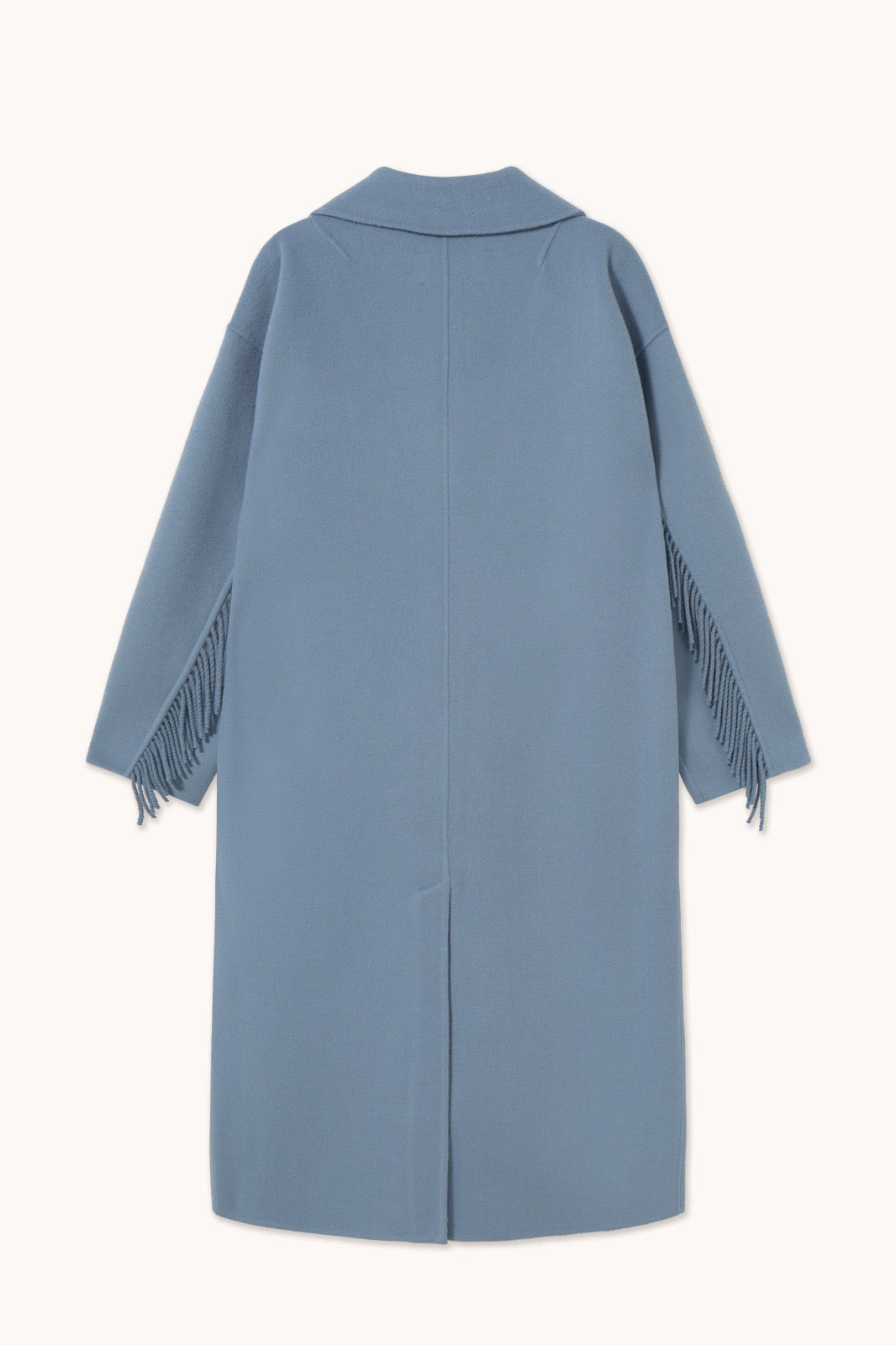 Fringed Long Coat - Washed Blue