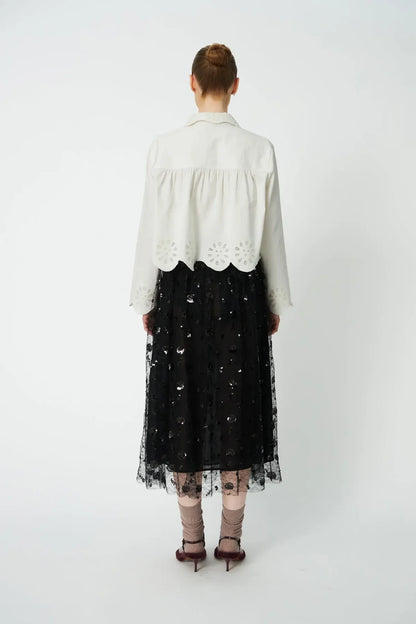 Sequin Mesh Skirt - Black