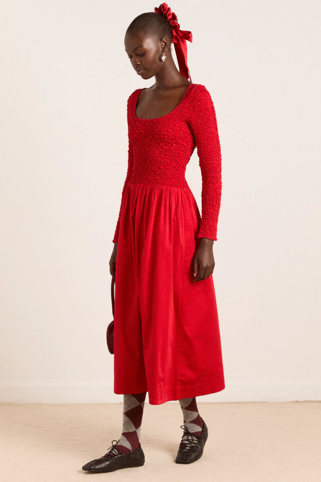 Malinda Long Sleeve Smock Midi Dress