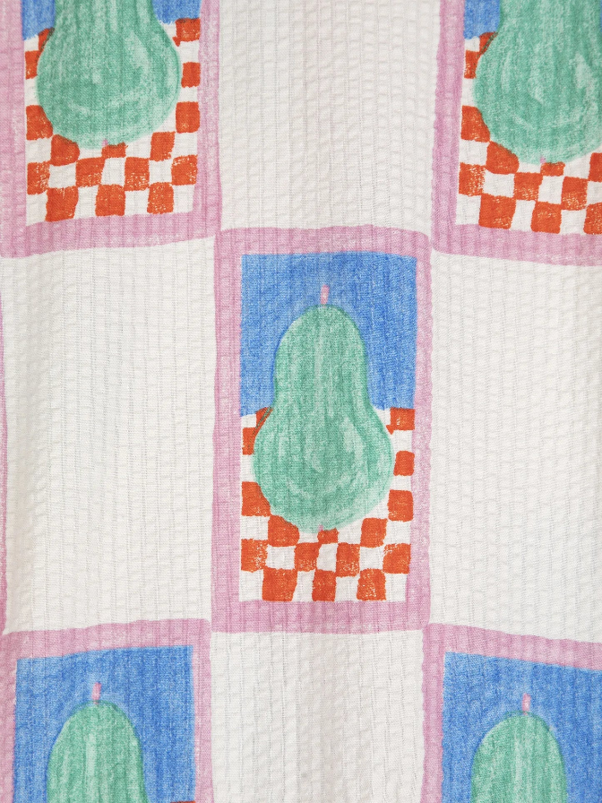 Simple Pear Pattern Puff Sleeve Dress