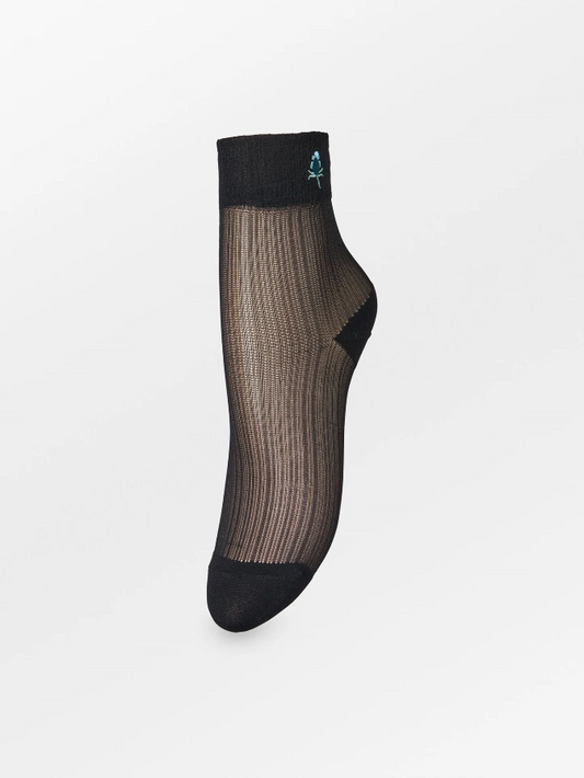Bloomy Sheer Sock - Black